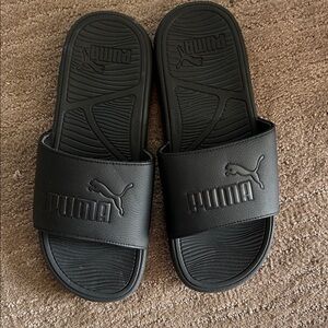 Puma Embossed Logo Black Slide Sandals